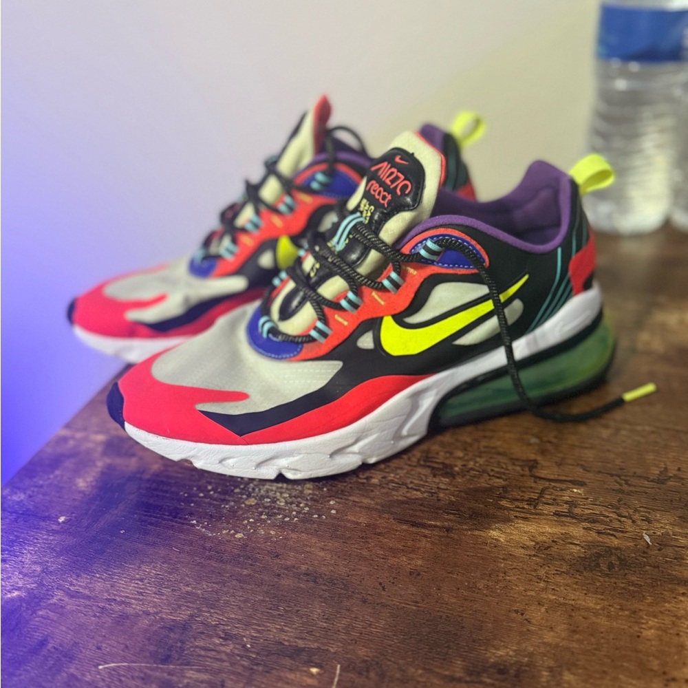 Nike Air Max 270 React in Red, Yellow, and Black